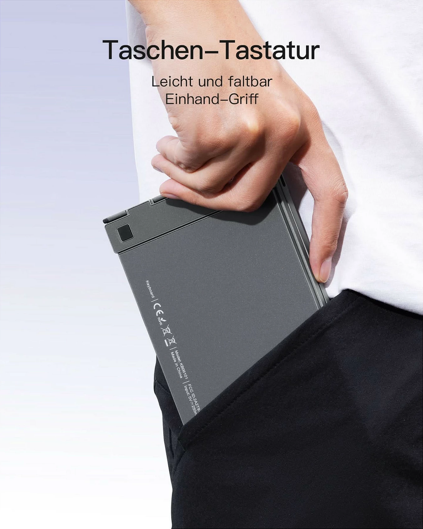 Tastierë për tablet inateck Tablet Keyboard QWERTZ, Bluetooth 5.3, me touchpad, USB-C, e zezë