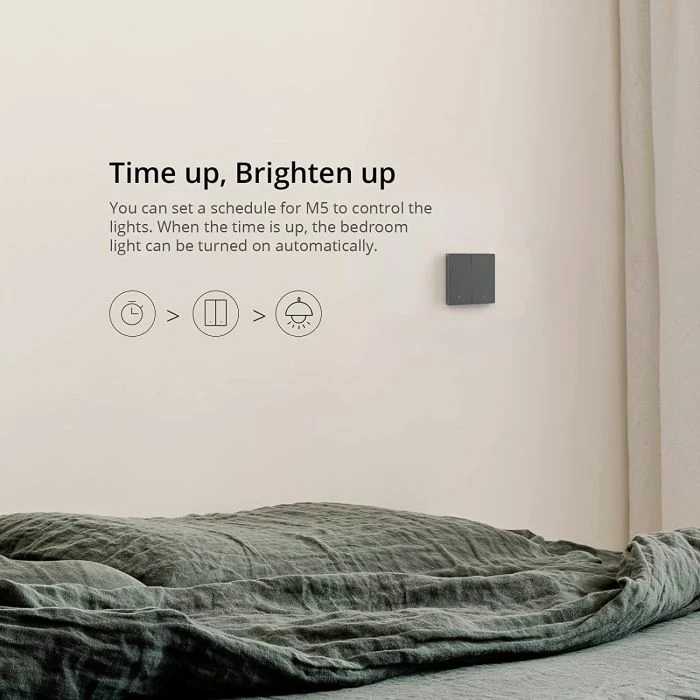 Switch i mençur muri Wi‑Fi SONOFF M5-2C-86, 2 kanale, standard EU 86, gri e errët