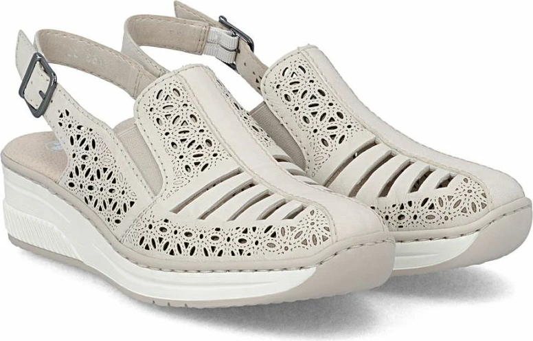 Sandale platforme femra Rieker 48763-60, bezhë