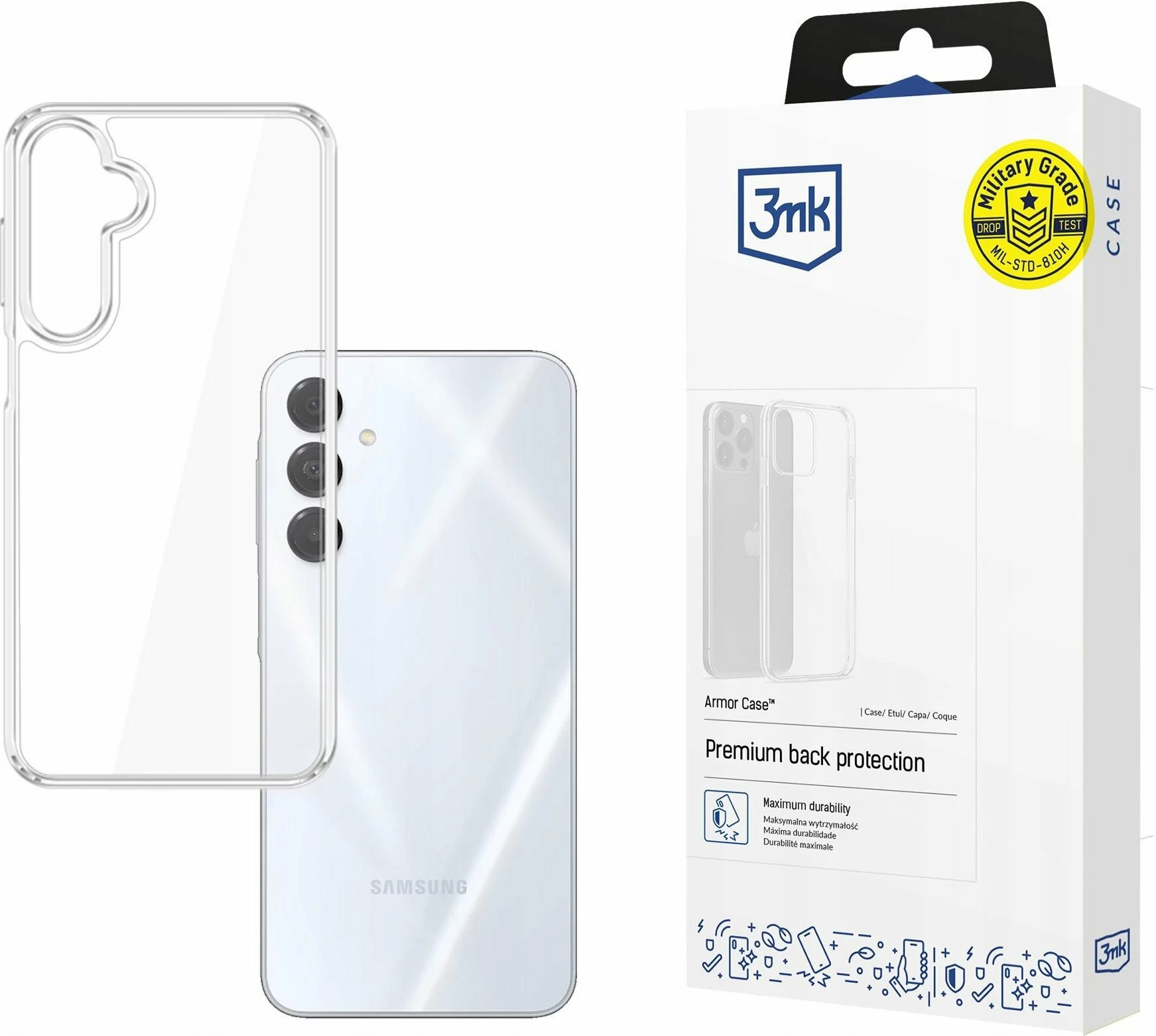 Mbështjellës 3MK Armor Case për Samsung Galaxy A17 5G/4G, TPU/PC, 1.5 mm, Absorber175, transparent