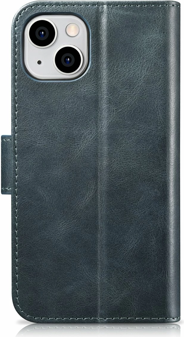 Mbështjellës iCarer Oil Wax Wallet 2in1 për iPhone 14 Plus, lëkurë, Anti-RFID, Blu
