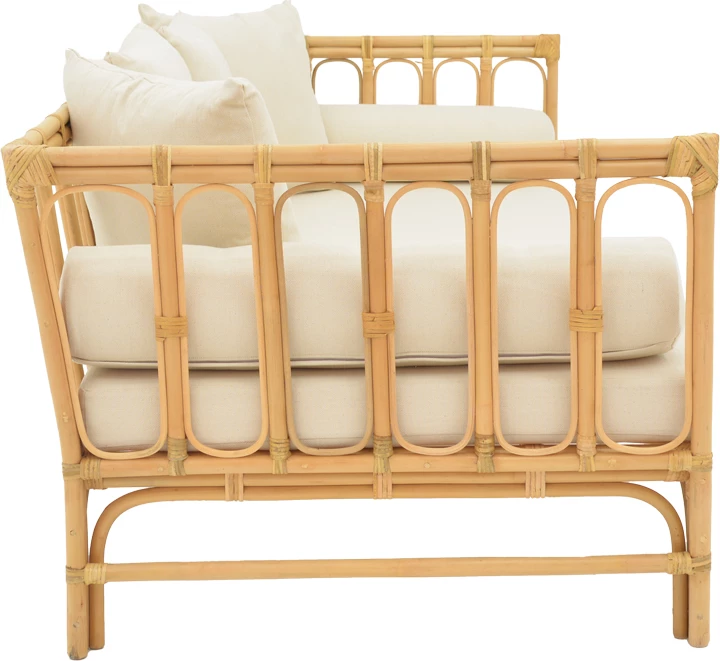 Divan Alessa ratan natyral-me pëlhurë të bardhë me jastëkë 200x100x76cm