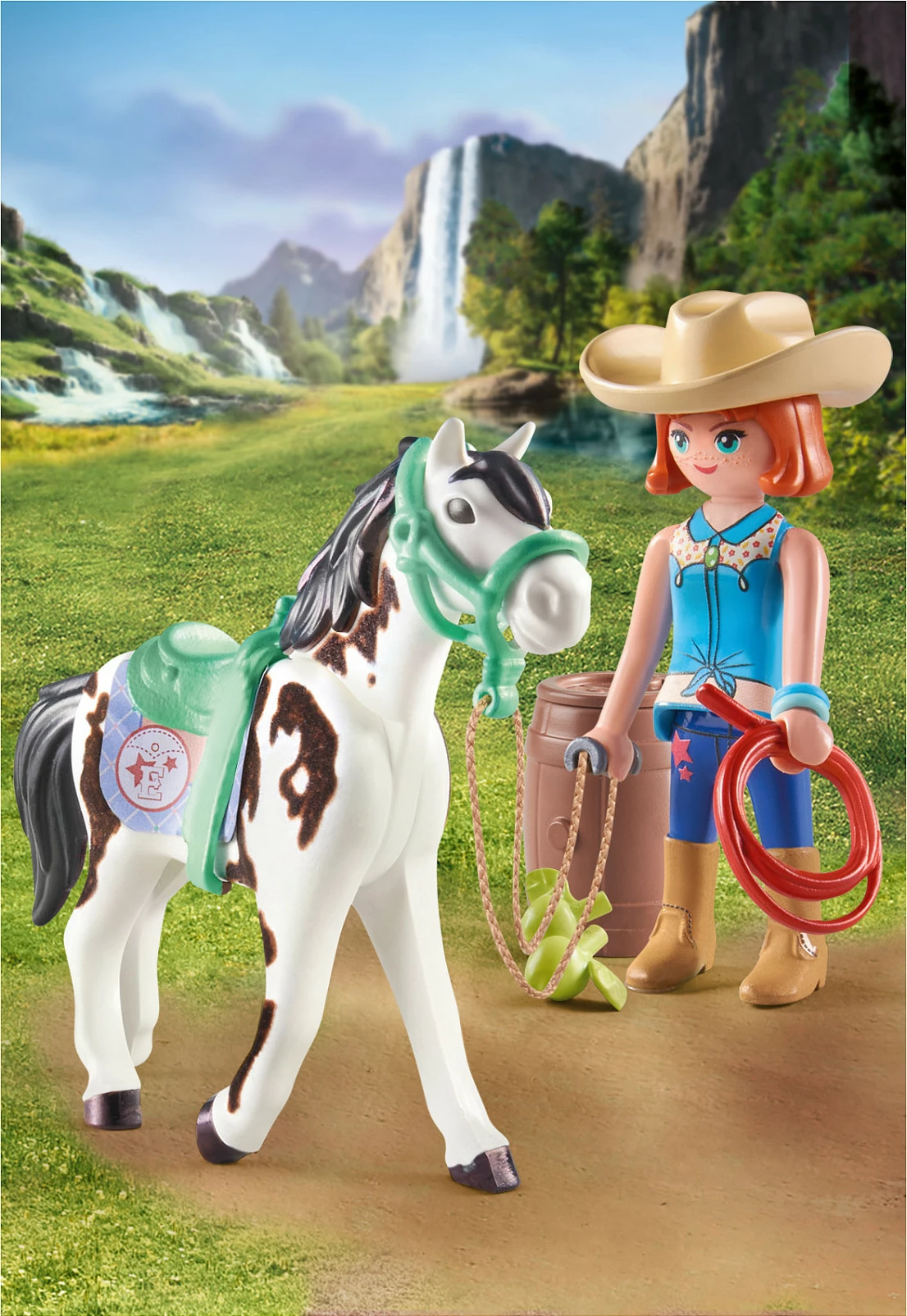 Set figurash lodër Playmobil Horses of Waterfall 71358, Ellie me kalë dhe aksesorë western, shumëngjyrësh