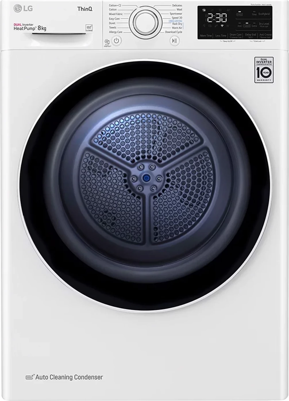 Tharëse rrobash, LG, RH80V3AV6N, 8 kg, Dual Inverter Heat Pump A++, e bardhë