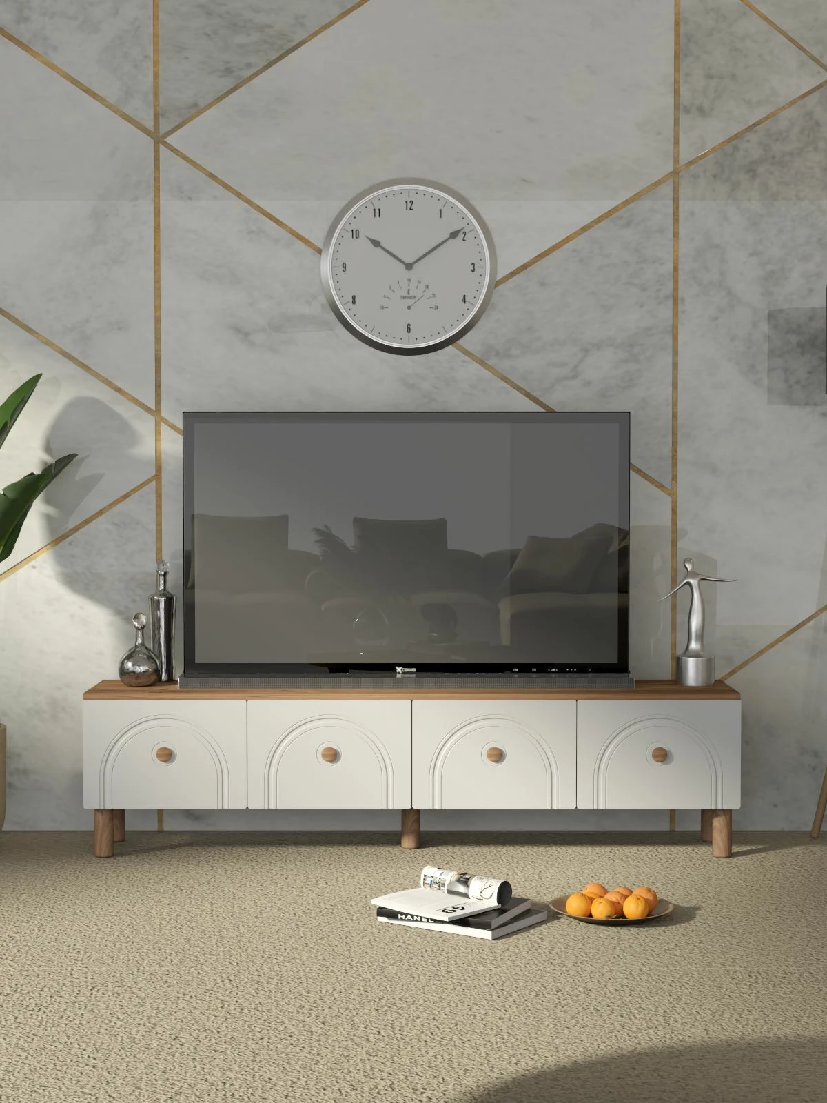 Komodë TV Skye Decor, ngjyrë Atlantic Pine dhe e bardhë, 180x47x35cm