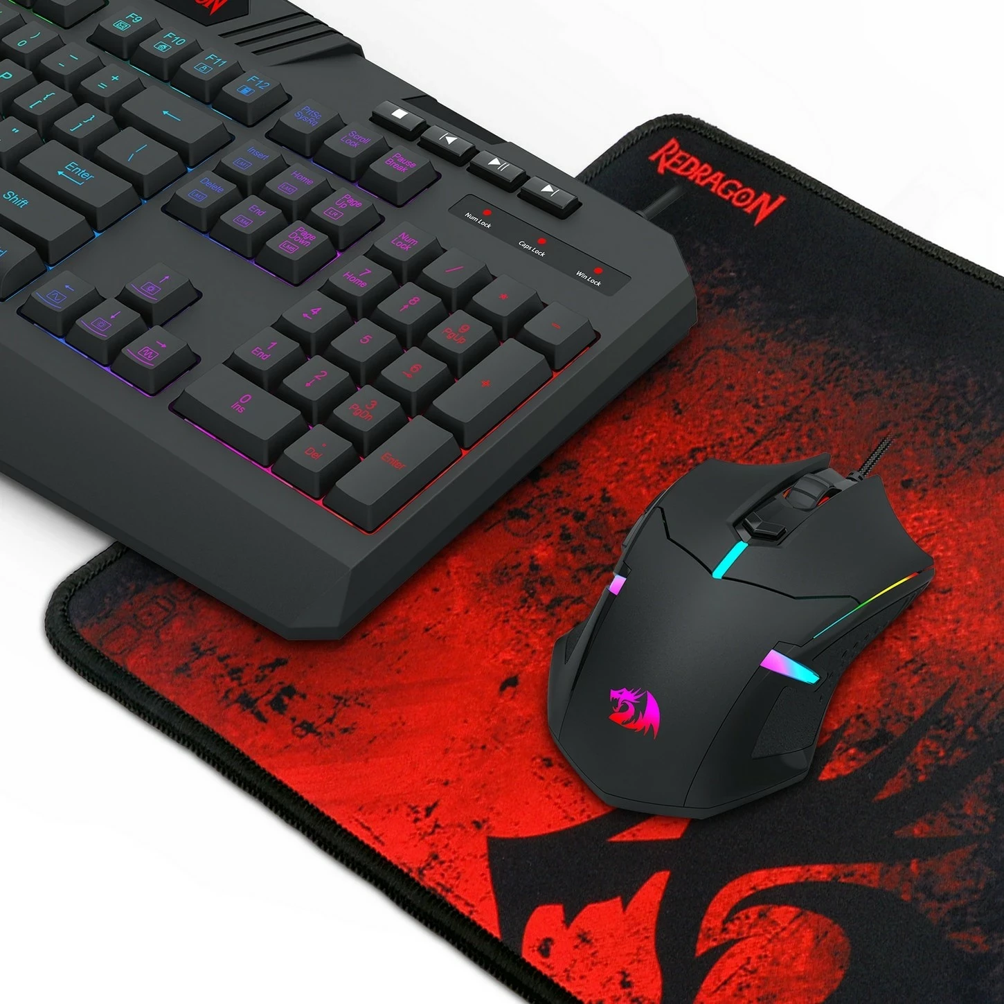 Set gaming Redragon S101-BA-3, tastierë me drita RGB, maus 7200 DPI, kufje, mauspad, e zezë