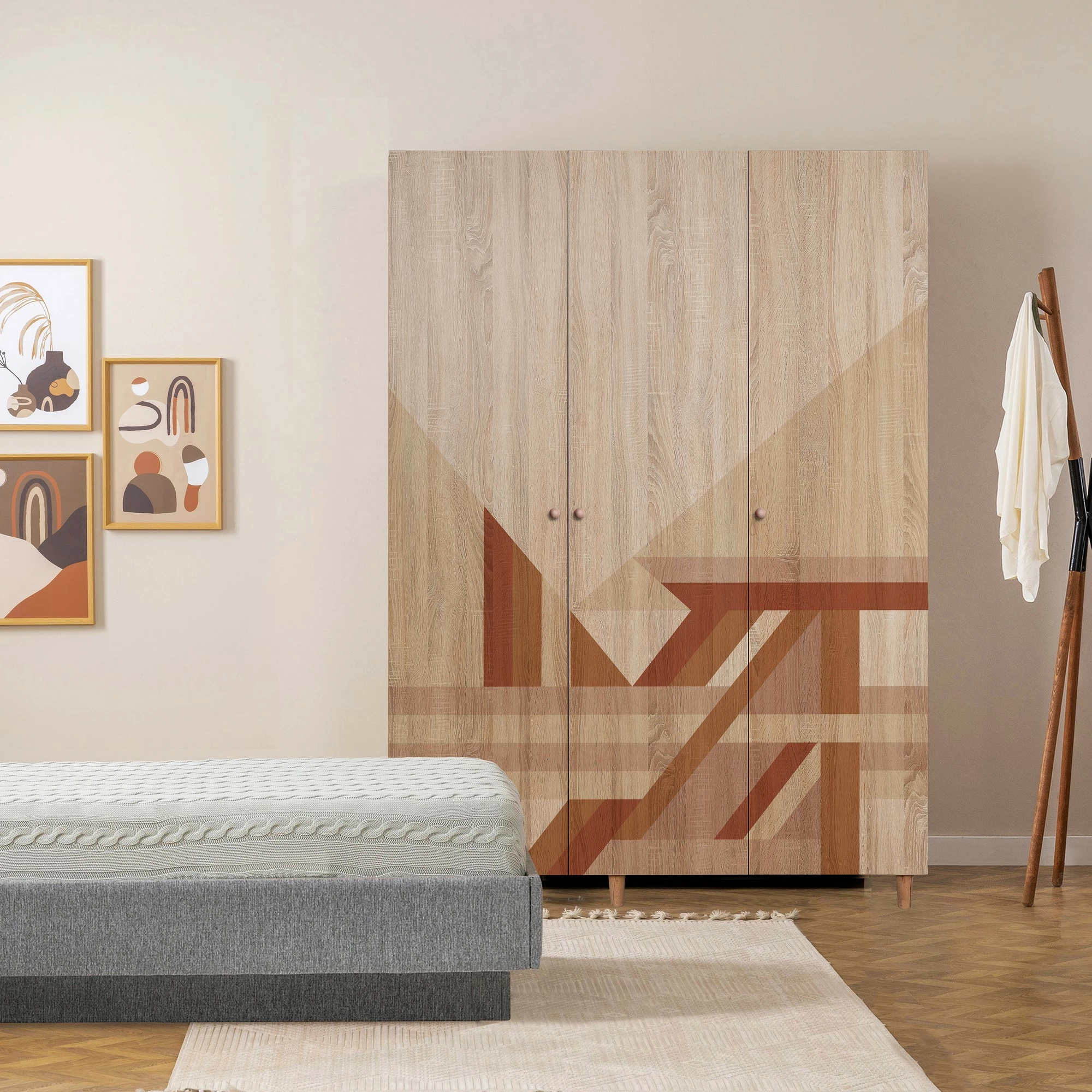 Dollap Lena 3, Skye Decor, ngjyrë sonomo, 135x192x52cm