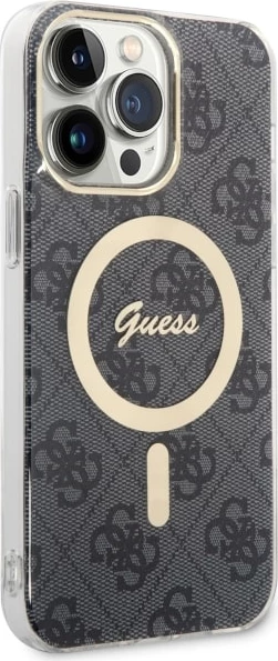 Mbështjellës Guess 4G MagSafe për iPhone 14 Pro Max, i zi