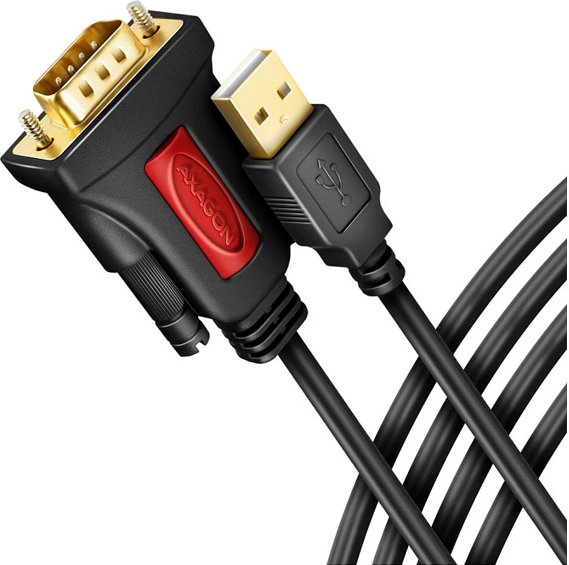 Kabllo adapter Axagon ADS-1PSN, USB 2.0 në RS-232 (COM), PL2303GT, e zezë