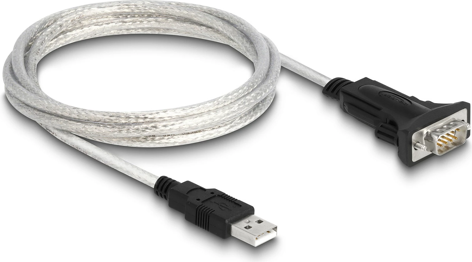Adapter USB DeLOCK USB 2.0 Type-A në Serial RS-422/485 (DB-9), 1.8 m, i zi/transparent