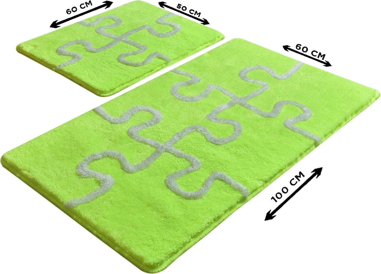 Set tapetesh për banjo, akrilik, 2 copë, model Puzzle, ngjyrë neon e gjelbër, Mijolnir