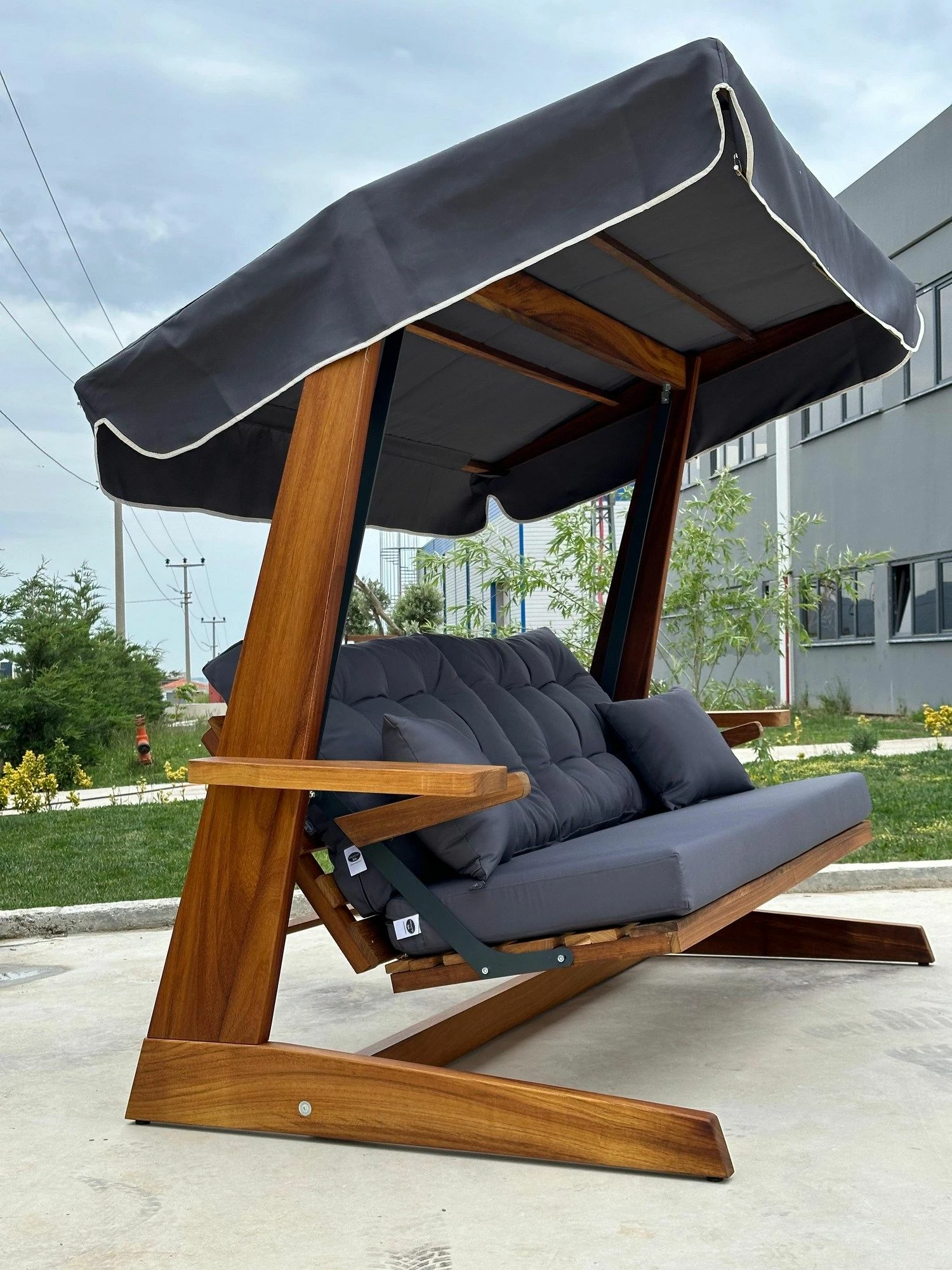 Karrige lëkundëse treshe për kopsht, ngjyrë antracit, Skye Decor, Sia 2400