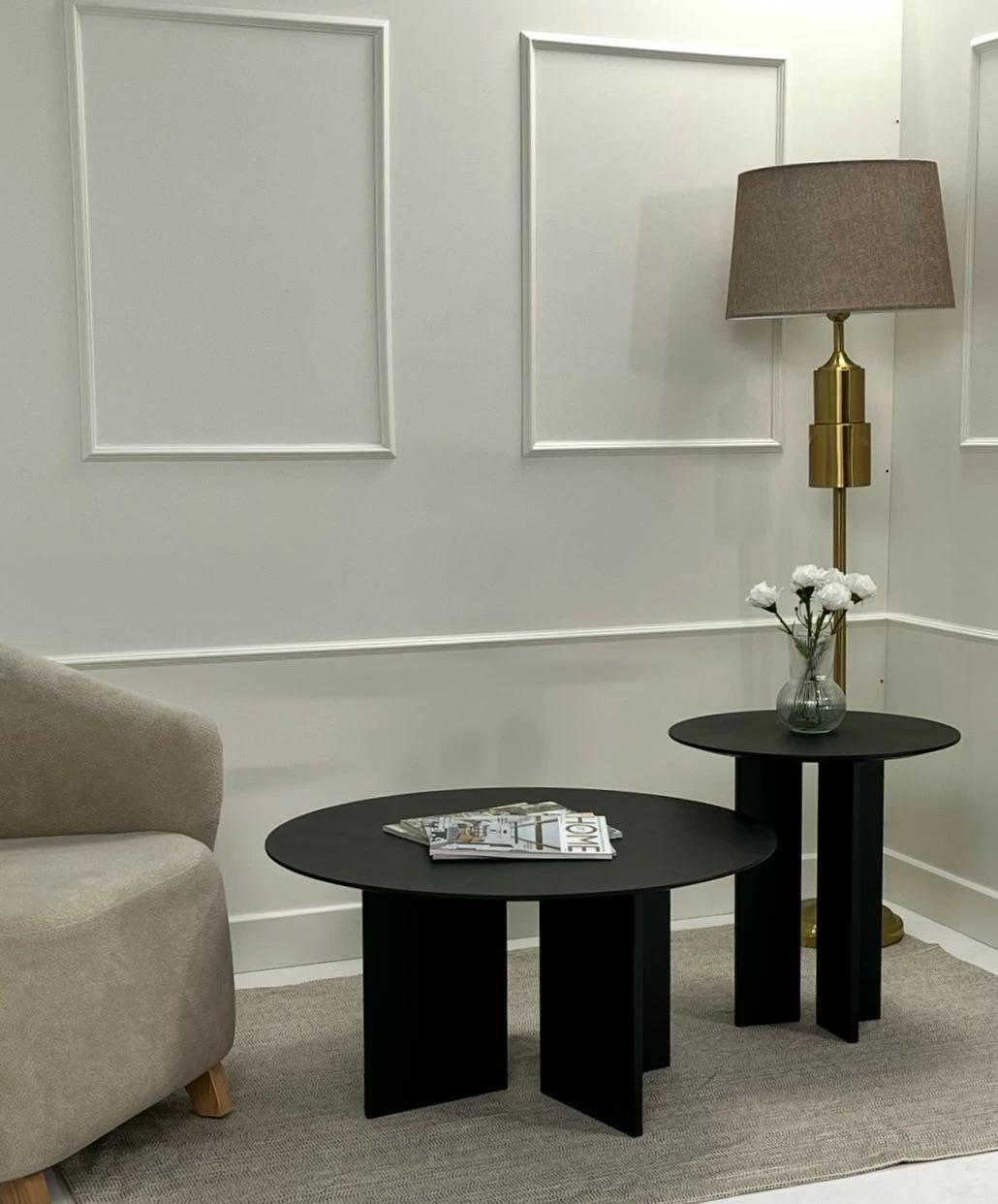 Set tavolinash kafeje Skye Decor, Leo (45 + 42), e zezë