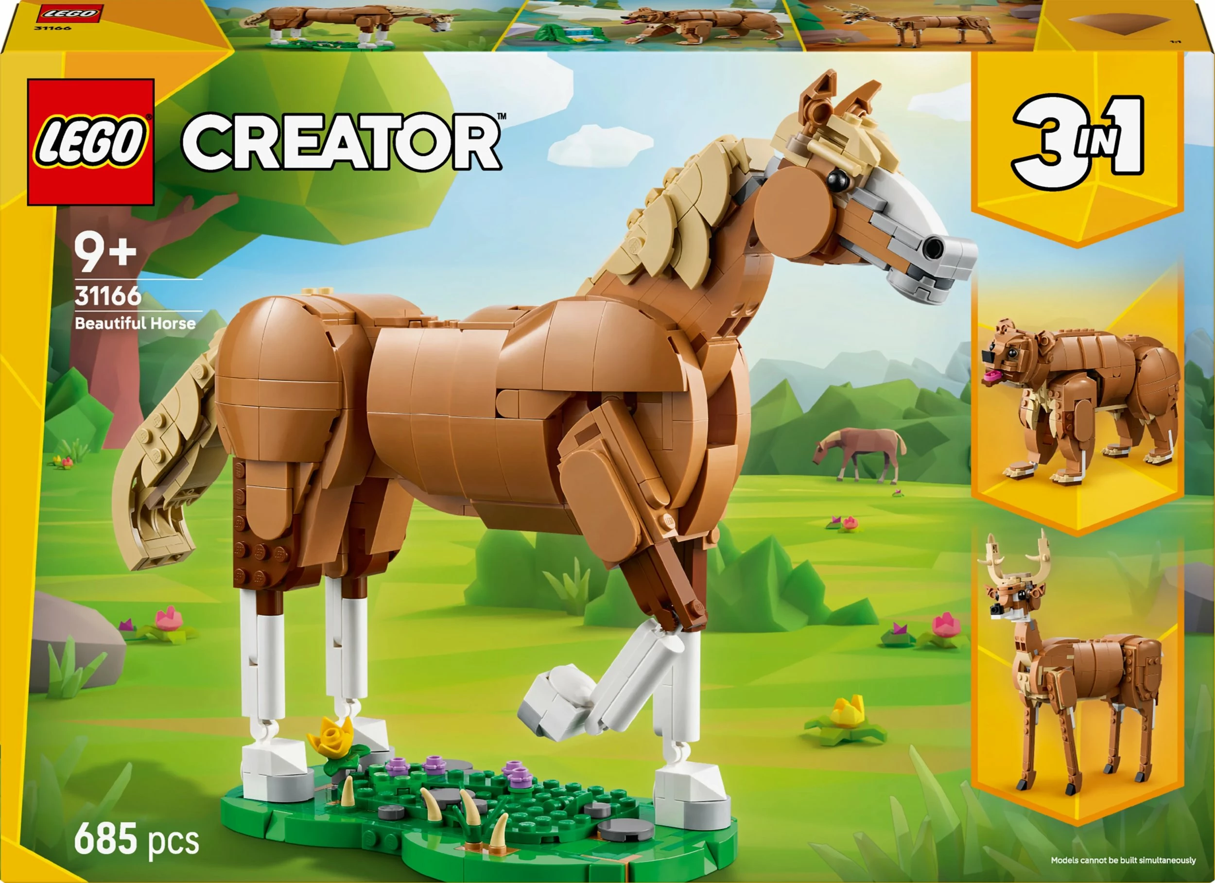 Set LEGO Creator 3-në-1 LEGO 31166 Beautiful Horse, 685 copë