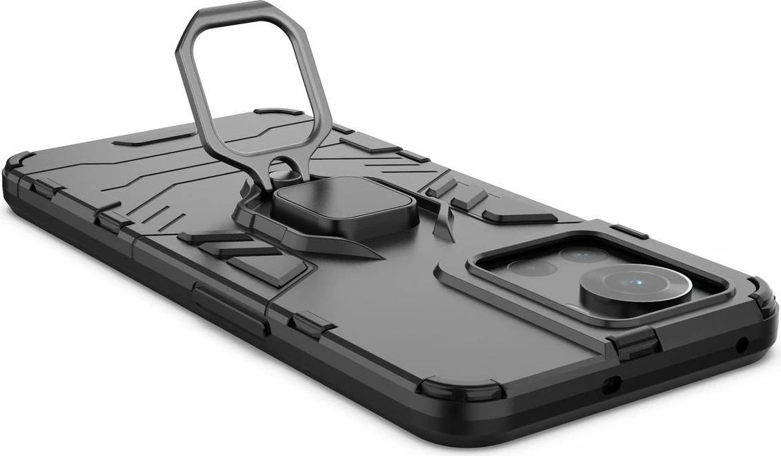 Mbështjellës Hurtel Ring Armor për OnePlus Ace, me dorezë magnetike, i zi