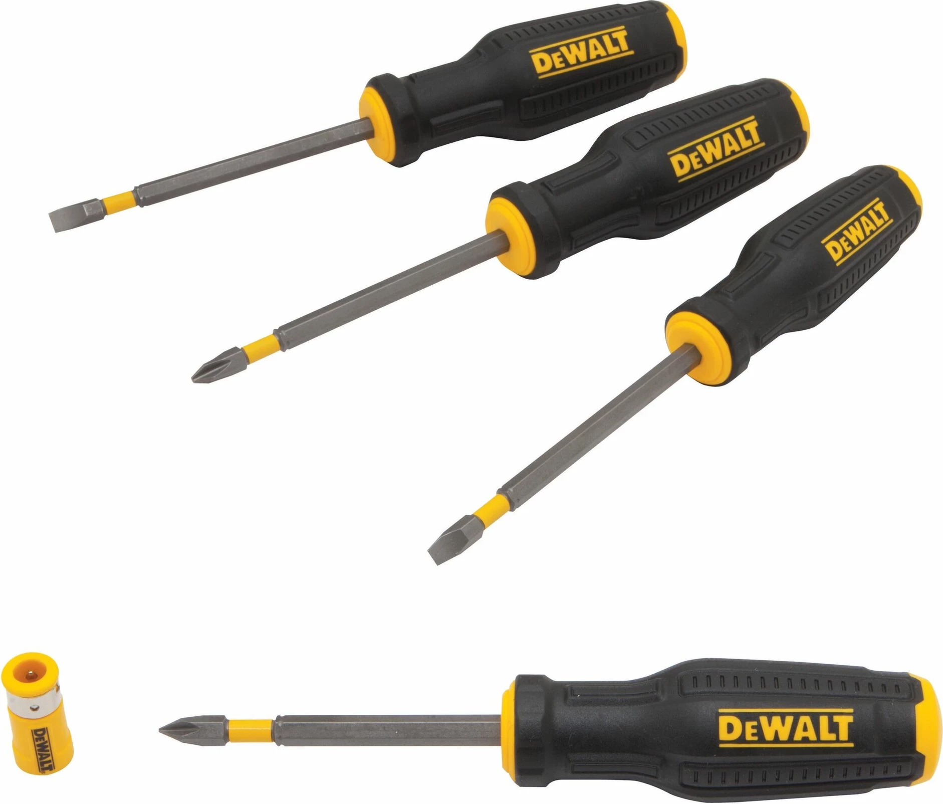 Set kaçavidash DeWalt FullFit DWHT62054-0, 4 copë, magnetike, zi/verdhë