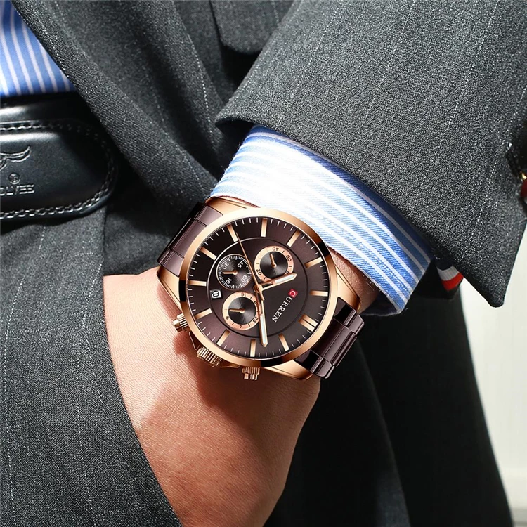Orë dore për meshkuj Curren 8358, e zezë/ rose gold