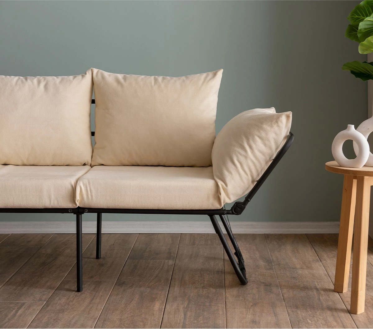 Divan-krevat dy ulëshe, Atelier del Sofa, Viper, ngjyrë krem e çelët
