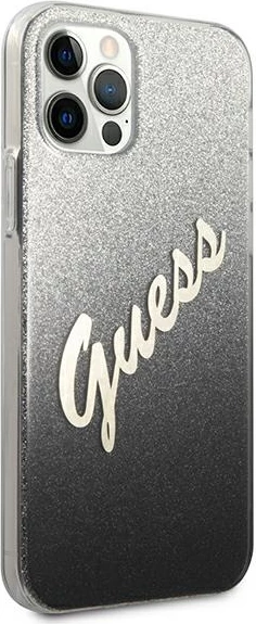 Mbështjellës Guess GUHCP12LPCUGLSBK për iPhone 12 Pro Max 6.7", Glitter Gradient, zi