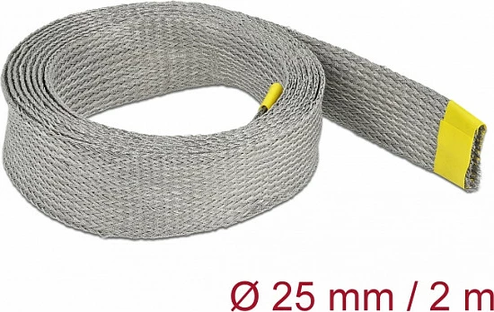 Mbështjellës i thurur për kabllo DeLOCK, mbrojtje EMC, 2 m x 25 mm, bakër, gri