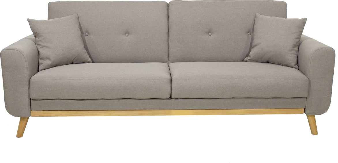 Divan 2 ulëse shtrat Carmelo, stof, bezhë-gri, 214x80x86 cm