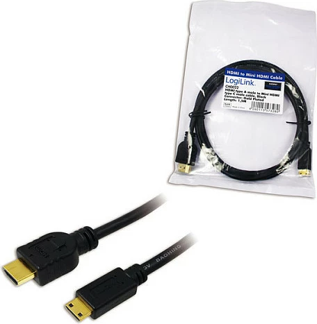 Kabllo HDMI LogiLink, HDMI A në mini HDMI, 1.5m, me Ethernet, e zezë
