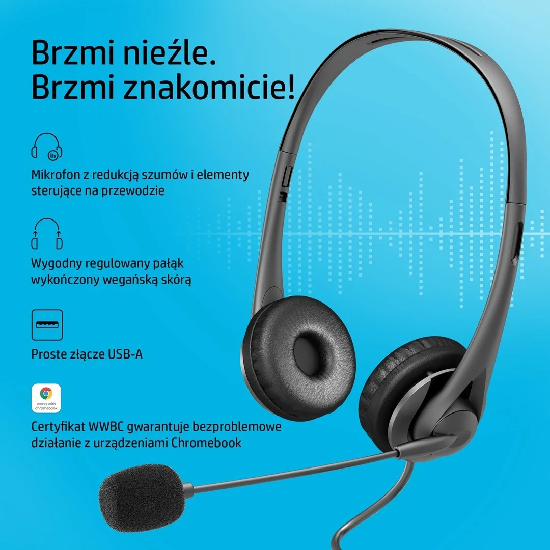 Kufje HP Stereo USB G2, me tela, për zyrë/qendër thirrjesh, e zeza