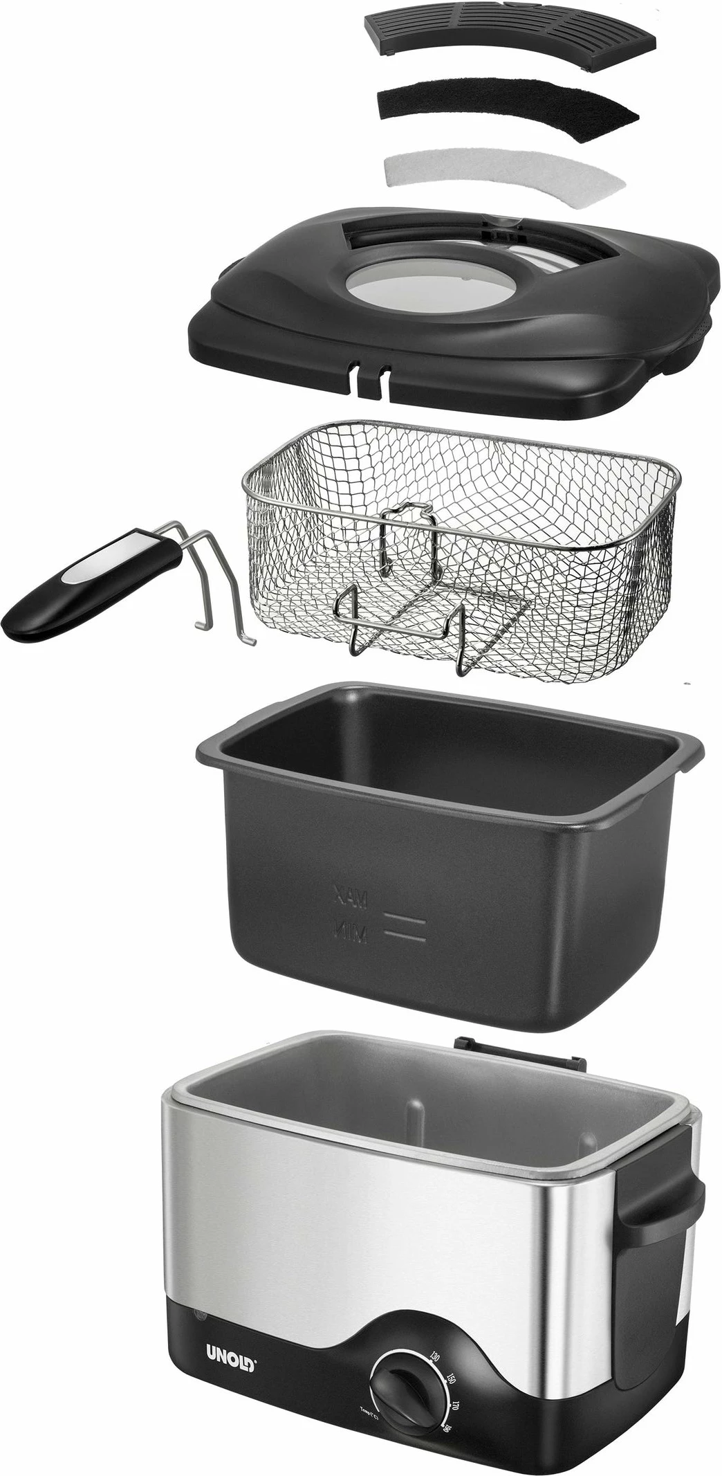 Fritezë Unold 58615, 0.5 kg, 1.5 L, 190 °C, e zezë, çelik inox