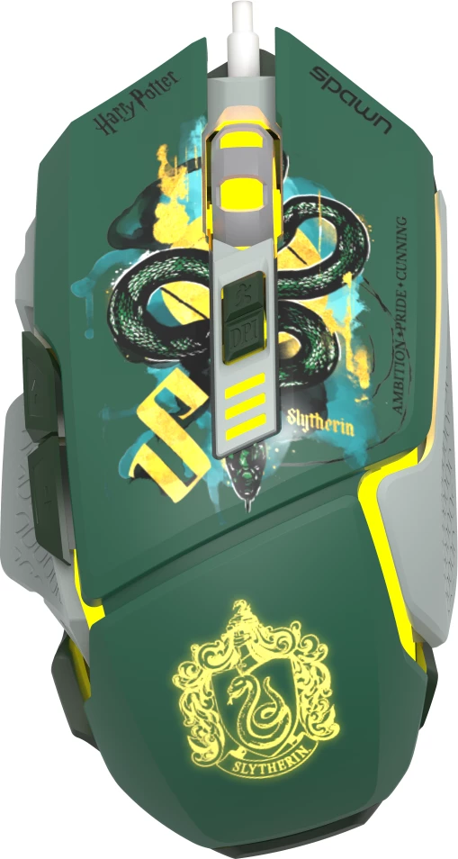 Maus gaming Spawn Harry Potter Slytherin, RGB, 12800 DPI, me kabllo USB-A, i gjelbër