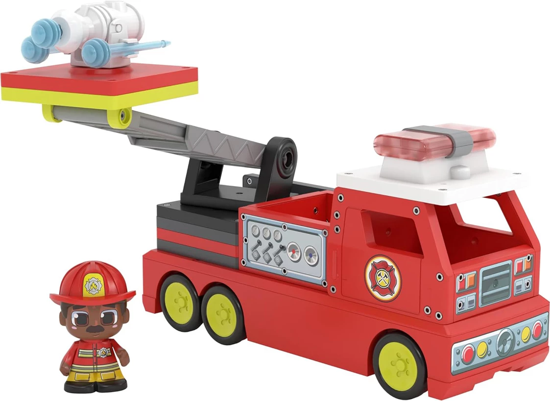 Tile Town Fire Truck Set Magnetik 46 Pjesë me Figura Zjarrfikësish – Lodër STEM për Fëmijë