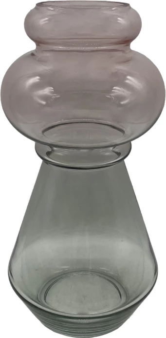 Vazo dekorative FORME, qelq, rozë dhe e gjelbër, 14x14x28cm