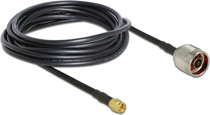 Kabllo antene DeLOCK 89465, RG-58, 5 m, N plug - SMA plug, e zezë