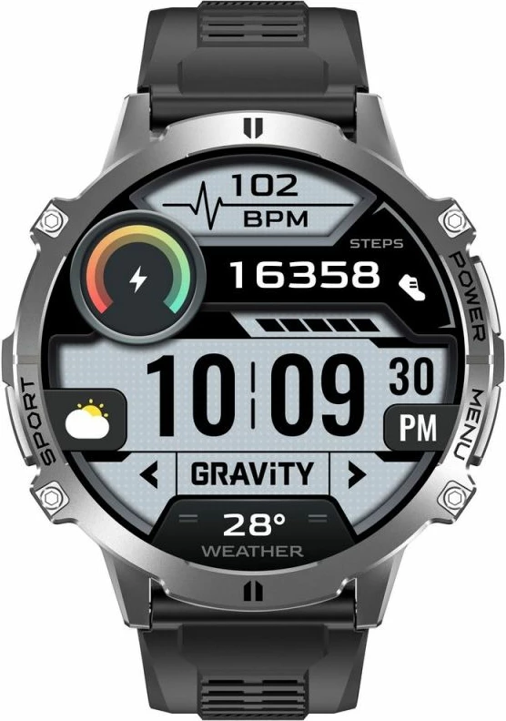 Smartwatch Gravity GT42-3, rrip grafit + byzylyk