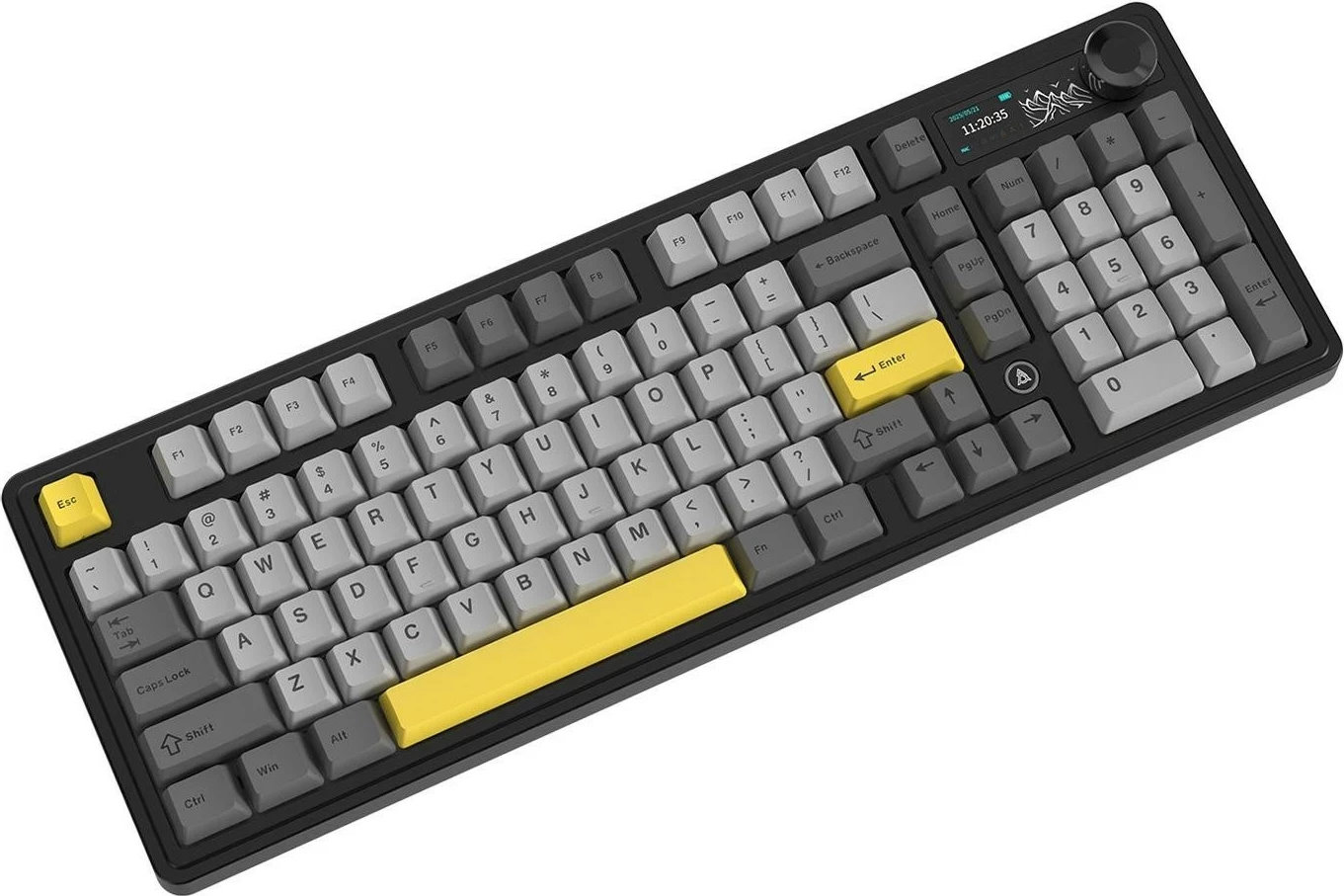 Tastierë mekanike Ajazz AK980 V2, wireless/USB-C, RGB, hot-swap, 98% US ANSI, Gift V2 Switch, gri-zezë me të verdha
