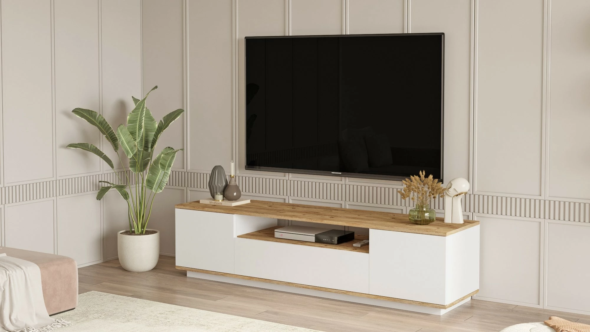 Komodë TV Hanah Home, Fr7-Aw, ngjyrë pishë Atlantike dhe e bardhë, 180x44.6x44.5cm