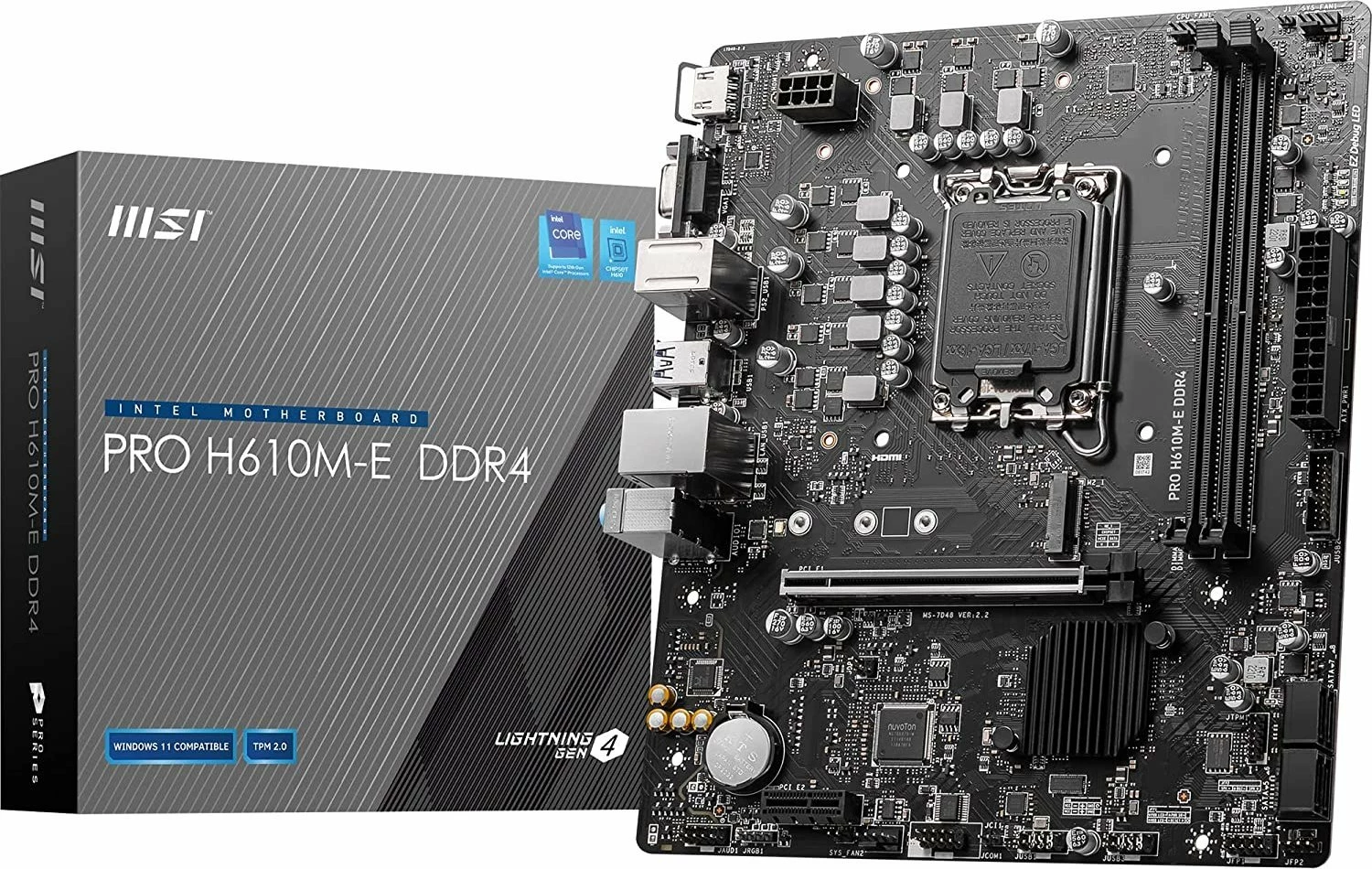 Pllakë amë MSI PRO H610M-E DDR4, 2 slote RAM, deri 64GB