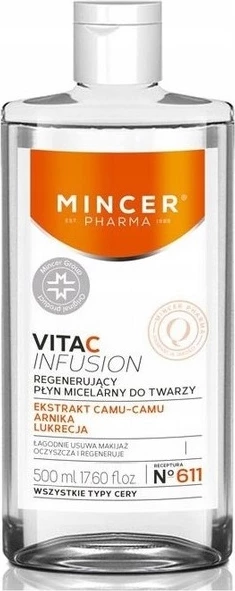 Solucion micelar për fytyrë për femra Mincer Pharma Vita C Infusion Regenerating No.611, 500ml