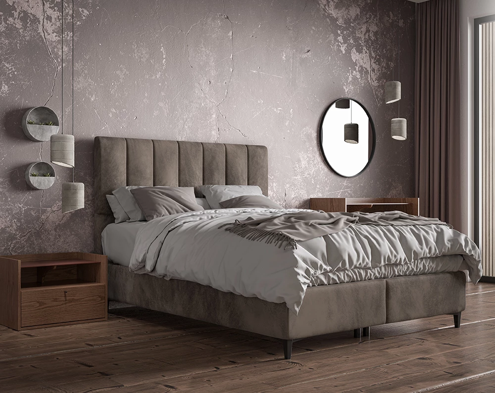 Krevat me hapësirë për depo, ngjyrë camel, 160x200cm, 223x166x120