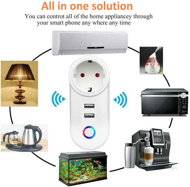 Prizë smart WiFi Moye Voltaic 16A/3520W me 2x USB, e bardhë