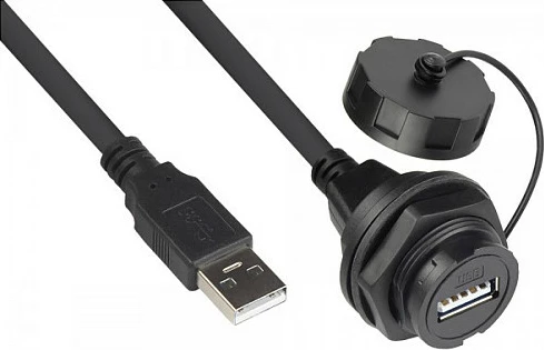 Kabllo zgjatëse USB 2.0 GoodConnections S4, 1m, panel-mount me kapak