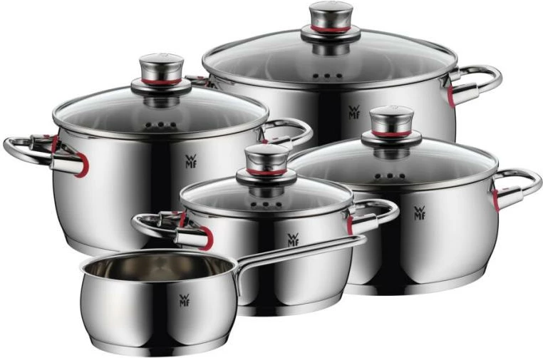 Set tenxhere, WMF, Quality One 07 7455 6380 (7455), inox me kapakë xhami, argjendtë, 5 copë