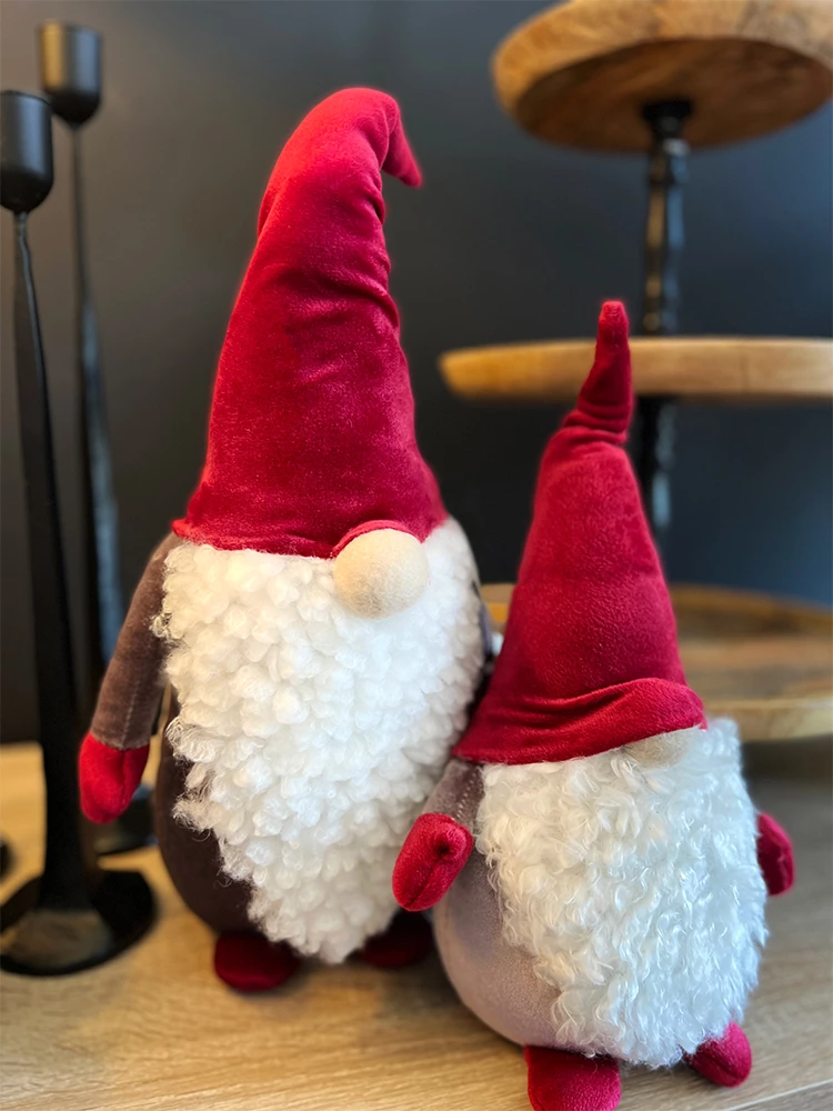 Dekoratë Krishtlindjesh Santa, stof, e kuqe, e bardhë, rozë e zbehtë, 15x12x33cm