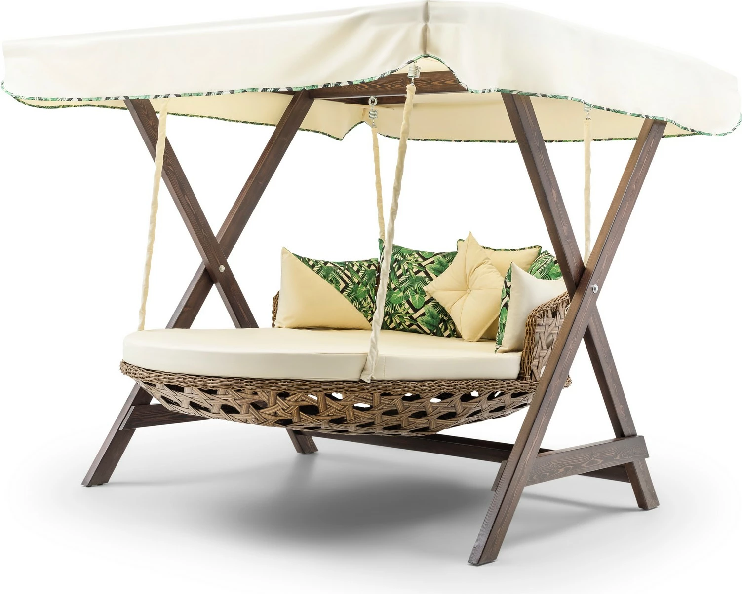 Karrige lëkundëse dyshe për kopsht, ngjyrë krem, Skye Decor Dominic