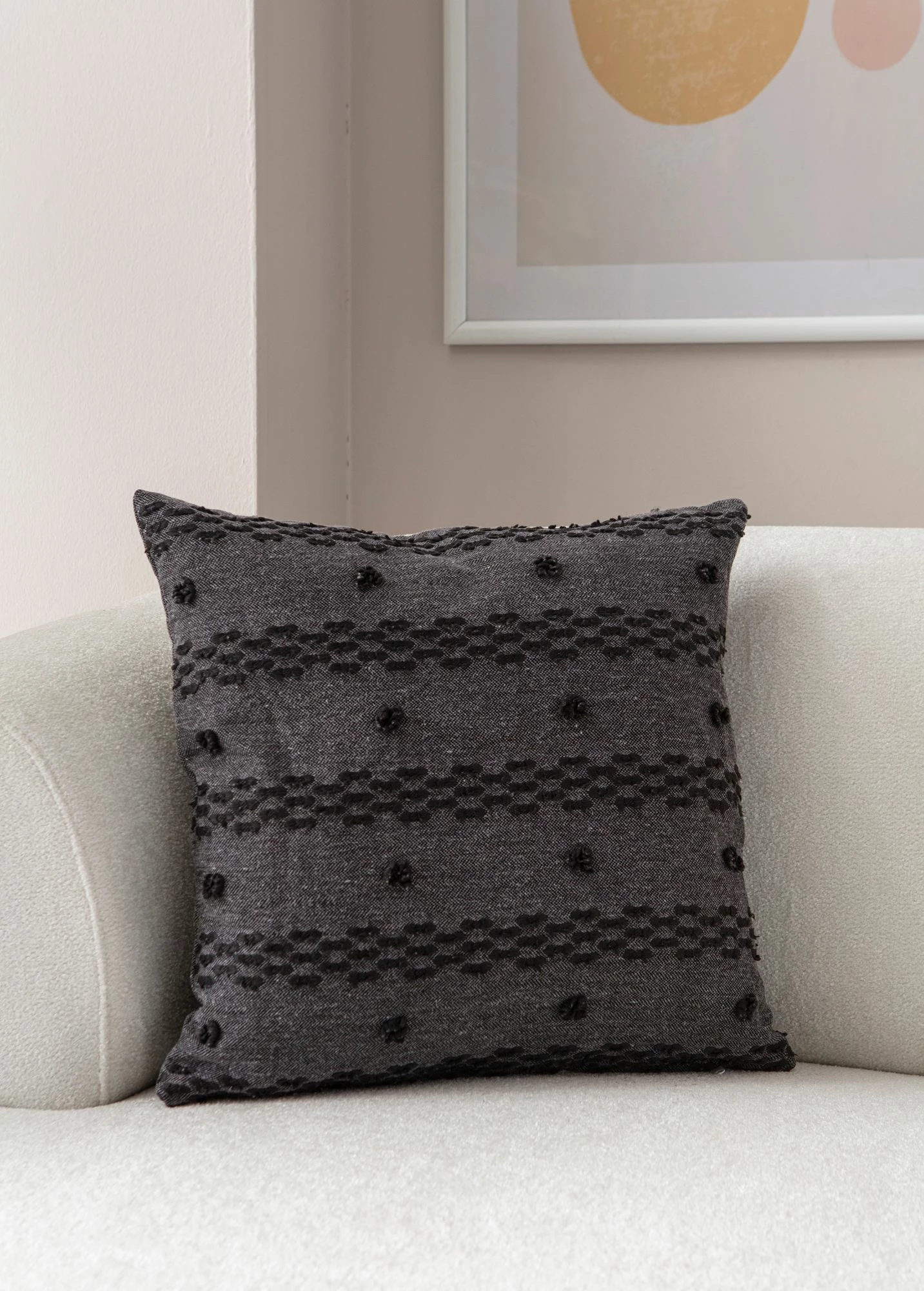Jastëk mbulesë, ngjyrë e zezë, Evila Originals, Tuffet - Black v5, 43x43cm