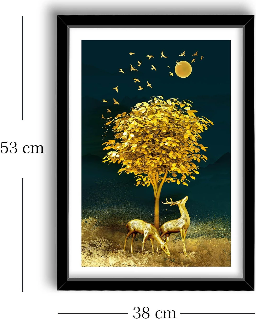 Pikturë dekorative me kornizë, MDF, 38x53cm, ngjyrë mustard, blu deti, mink, 3853NISCT-009