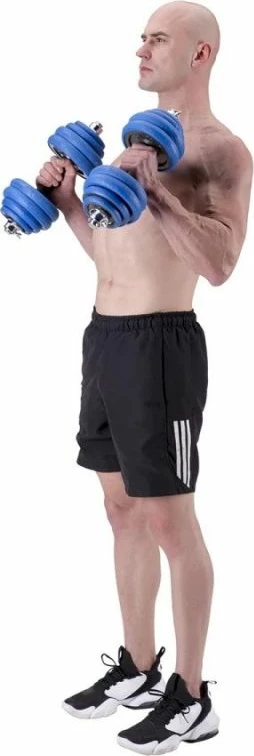 Set pesha 2-në-1 barbell dhe dumbbell HMS, unisex, argjend e kaltër