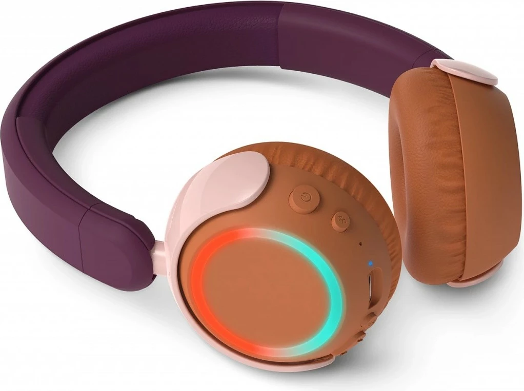 Kufje me valë Philips TAK4200MP/00, Bluetooth 5.4, për fëmijë, 45h, mikrofon, LED, kufizim volumi 75/85 dB, magenta/vjollcë