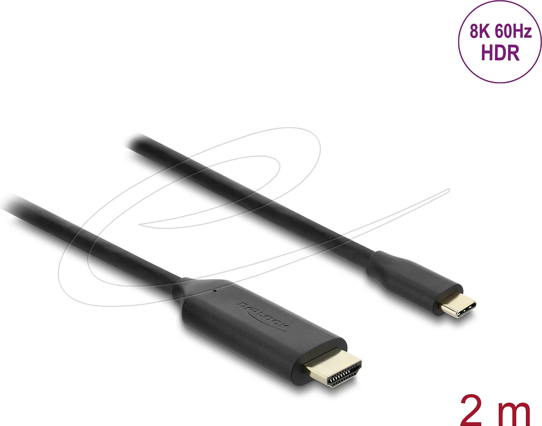 Kabllo USB-C/Thunderbolt 3 në HDMI DeLOCK 80599, 2 m, 8K, e zezë