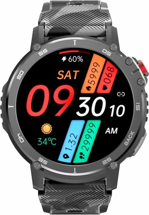 Smartwatch për meshkuj Rubicon, e zezë/camo