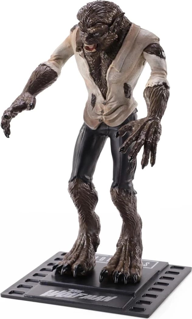 Figurinë Noble Collection Bendyfigs Universal Monsters Wolfman 19 cm me mbajtëse